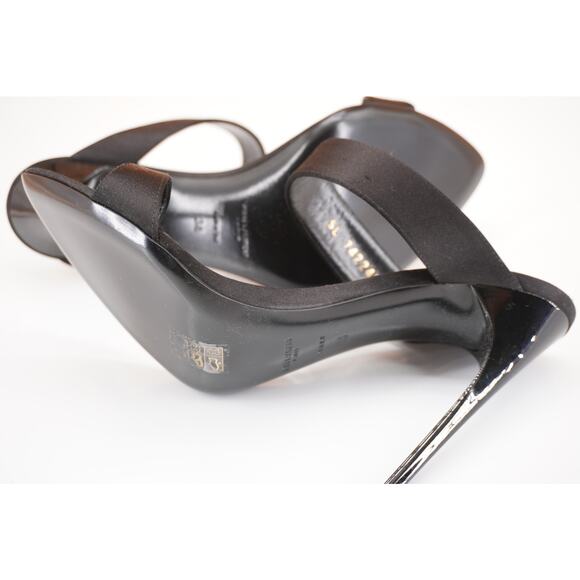 Saint Laurent Martha 110MM Pointed Toe Mule Sandals SZ 38 YSL Black Satin $1350 - Picture 11 of 12